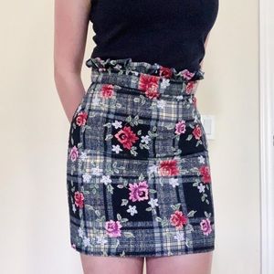 Topshop Tweed Flower Embroidered Skirt